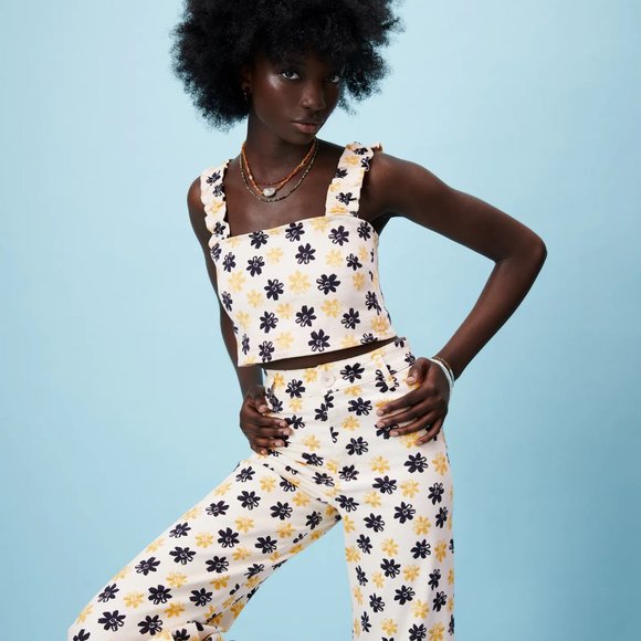 ZW RETRO FLORAL MARINE PATCH POCKET STRAIGHT JEANS - Picture 10 of 15